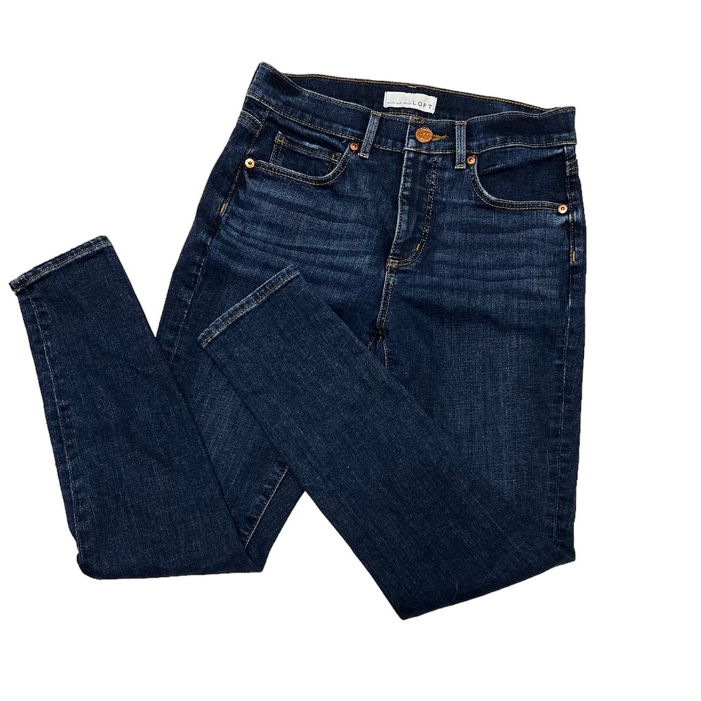 LOFT Sustainable Style Skinny Stretchy Dark Denim Jeans, Woman’s size 4